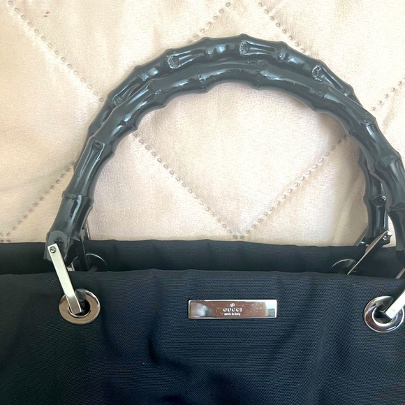 Gucci Bamboo Handle Nylon Black Bag - Picture 2 of 9